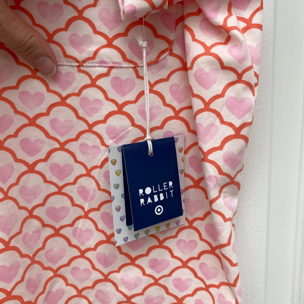Roller Rabbit x Target Geo Hearts Pink & Orange Shorts PJ Set - L. NWT - Picture 9 of 13